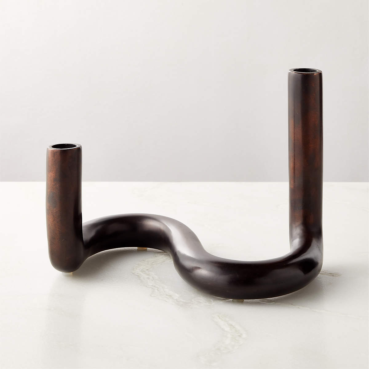 Freya Brass Double Modern Taper Candle Holder + Reviews | CB2
