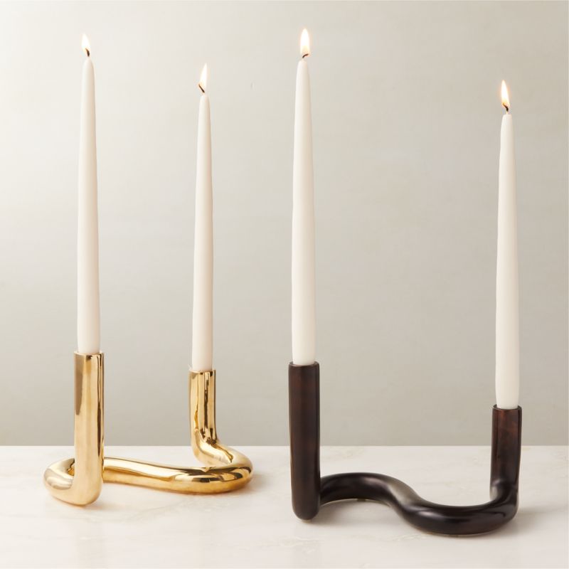 Freya Brass Double Modern Taper Candle Holder + Reviews