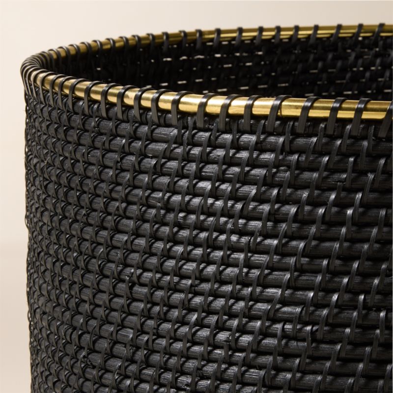 Frieze Handwoven Black Storage Basket with Brass Rim Tall - image 4 of 6