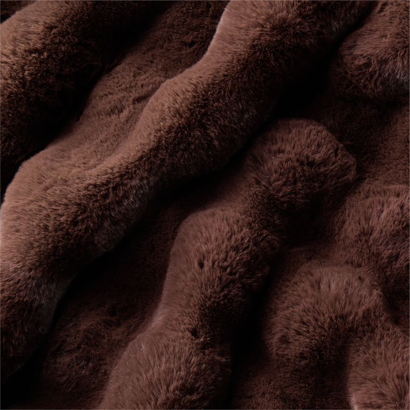 Farleigh Double-Sided Dark Brown Faux Fur Throw Pillow With Feather-Down Insert And Throw Blanket Set - image 2 of 7