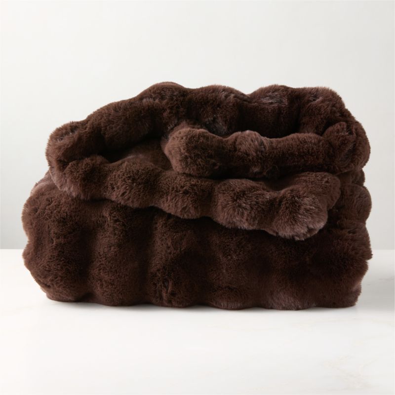 Farleigh Double-Sided Dark Brown Faux Fur Throw Pillow With Feather-Down Insert And Throw Blanket Set - image 4 of 7