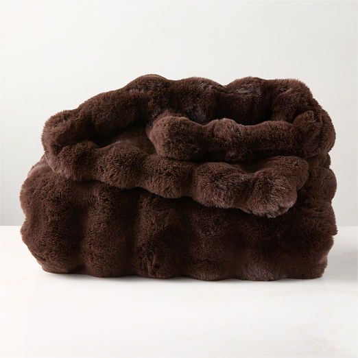 Farleigh Double-Sided Dark Brown Faux Fur Throw Blanket 50"X70"