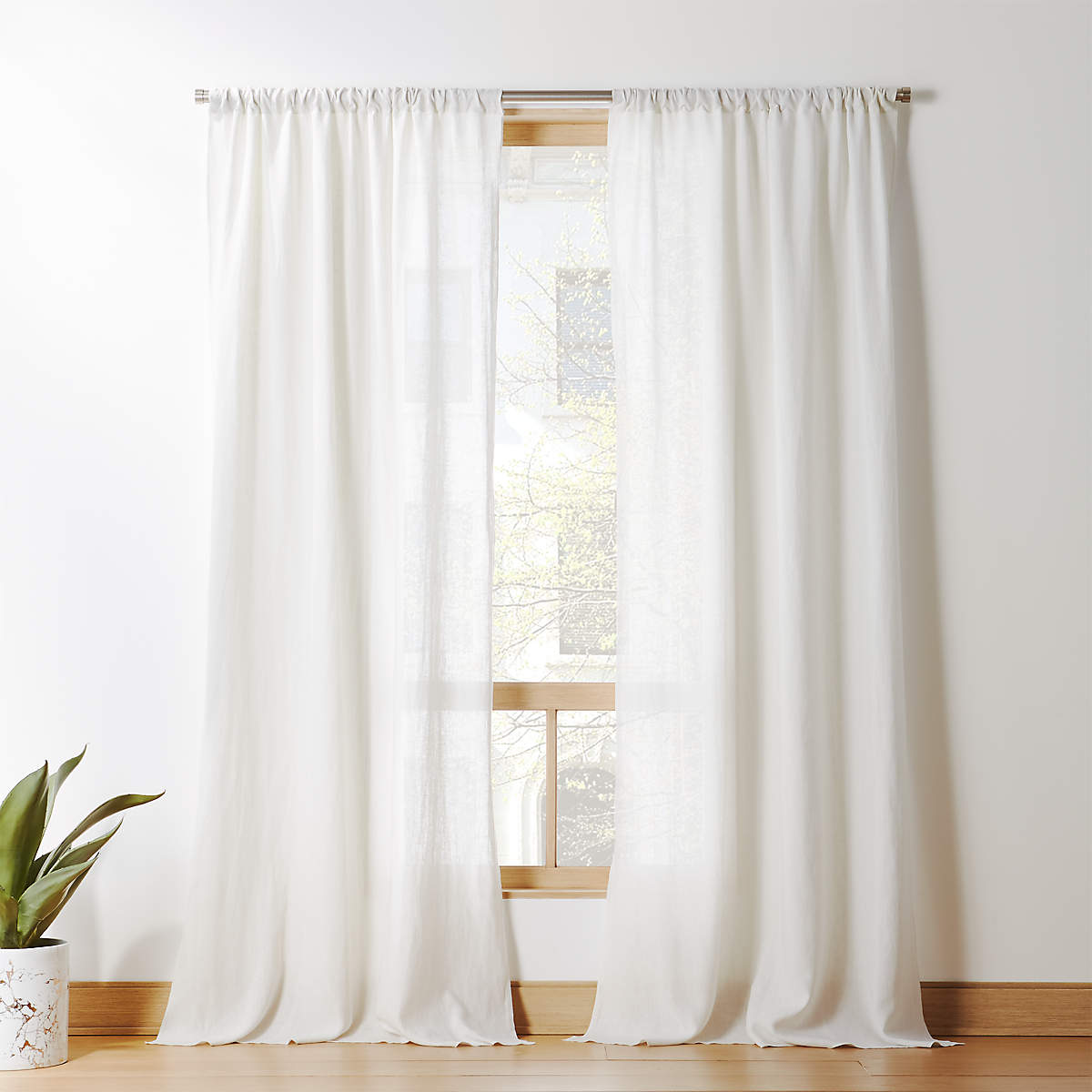 Silver Grey Linen Curtain Panel 48