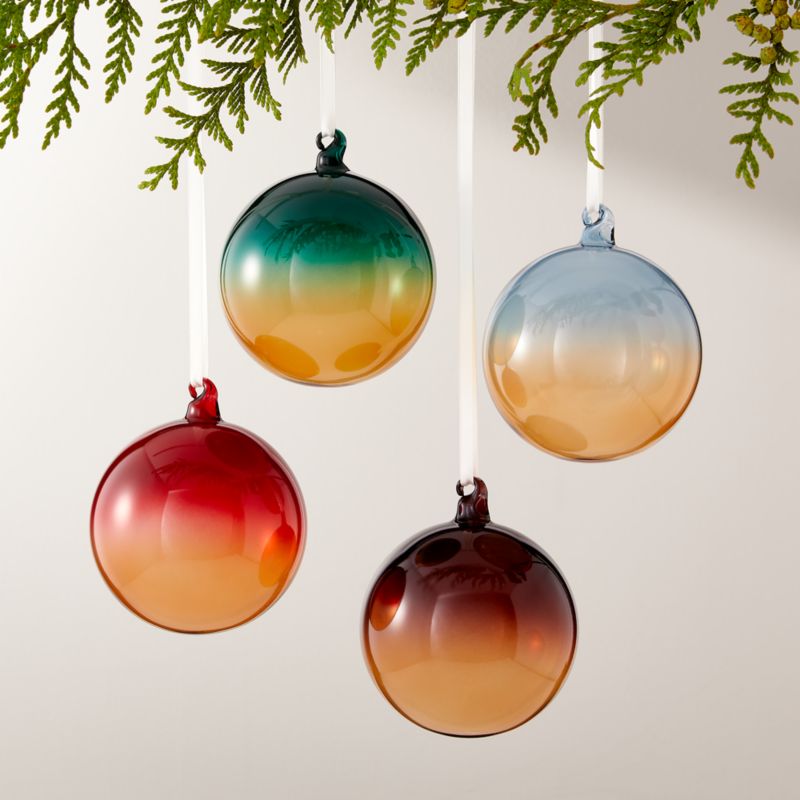 Faise Round Ombre Multicolor Glass Christmas Tree Ornaments Set of 4 - image 0 of 3