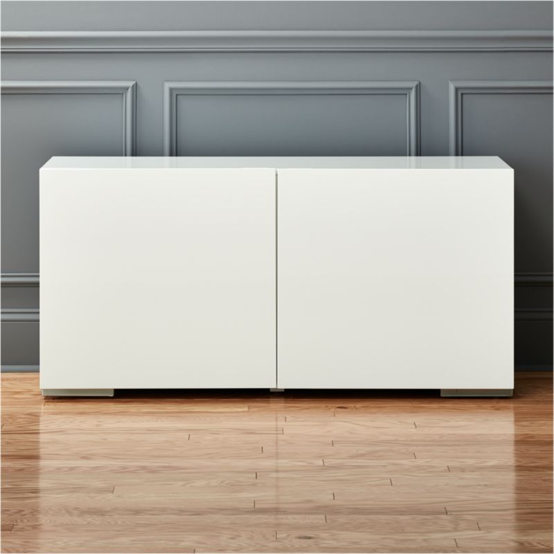 Fuel White High-Gloss Lacquered Credenza 52" + Reviews | CB2