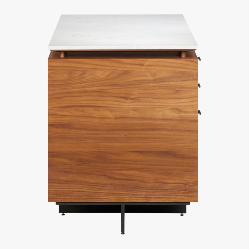 Fullerton 6-Drawer Walnut Wood Desk with White Marble Top - image 6 of 9