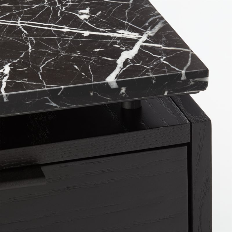 Fullerton 6-Drawer Black Oak Wood Desk with Black Marble Top - image 8 of 9