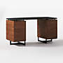 View Fullerton 6-Drawer Walnut Wood Desk with Black Marble Top - image 7 of 8