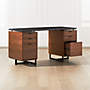 View Fullerton 6-Drawer Walnut Wood Desk with Black Marble Top - image 4 of 8