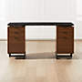 View Fullerton 6-Drawer Walnut Wood Desk with Black Marble Top - image 1 of 8