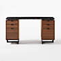 View Fullerton 6-Drawer Walnut Wood Desk with Black Marble Top - image 5 of 8