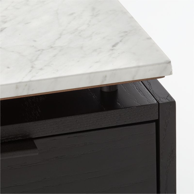 Fullerton 6-Drawer Black Oak Wood Desk with White Marble Top - image 8 of 9