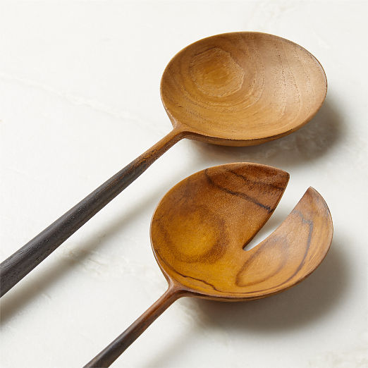 Fume Teak Salad Servers Set of 2