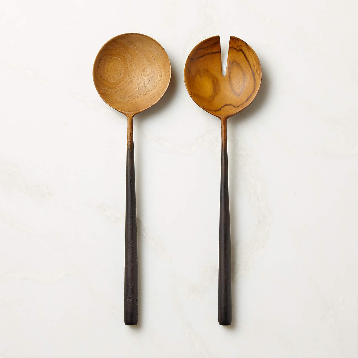 Fume Teak Salad Servers Set of 2 | CB2