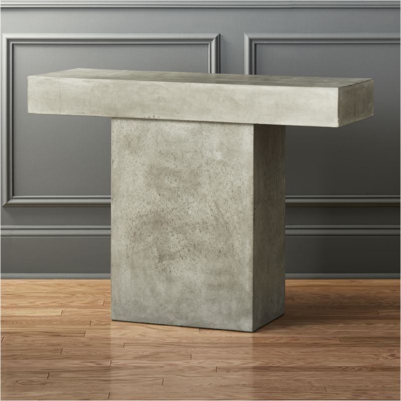 Fuze Grey Cement Console Table + Reviews | CB2