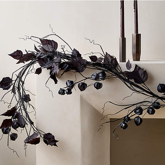 Faux Black Chinese Lantern Garland 72"