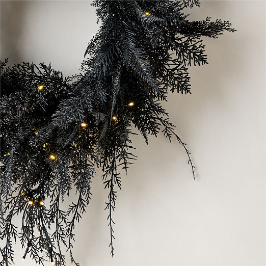 Faux Cypress Pre-Lit LED Wreath with Warm White Lights 24"