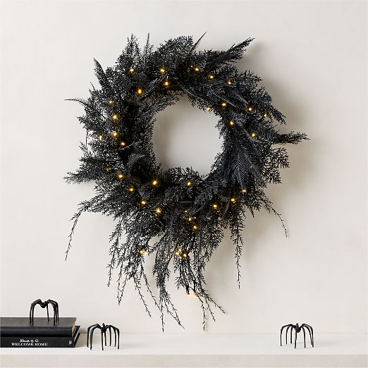 Faux Cypress Pre-Lit LED Wreath with Warm White Lights 24"