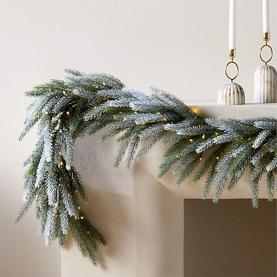 Faux Downswept Pine Pre-Lit LED Holiday Garland with Warm White Lights 84"