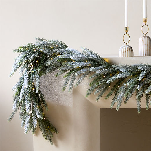 Faux Downswept Pine Pre-Lit LED Holiday Garland with Warm White Lights 84"