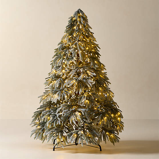 Faux Downswept Flocked Pine Pre-Lit LED Christmas Tree with Warm White Lights 7.5'