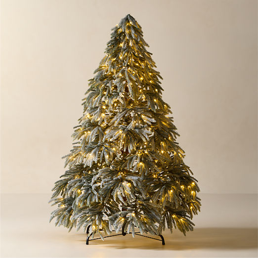 Faux Downswept Flocked Pine Pre-Lit LED Christmas Tree with Warm White Lights 7.5'