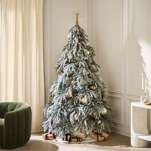 Faux Downswept Flocked Pine Pre-Lit LED Christmas Tree with Warm White Lights 7.5'