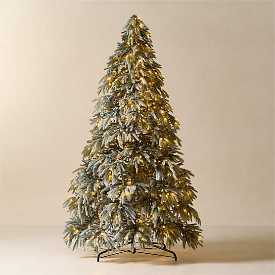 Faux Downswept Flocked Pine Pre-Lit LED Christmas Tree with Warm White Lights 9'