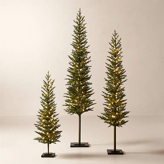 Faux Italian Cypress Pre-Lit LED Christmas Tree Set of 3