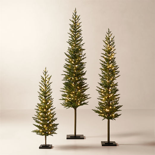 Faux Italian Cypress Pre-Lit LED Christmas Tree Set of 3