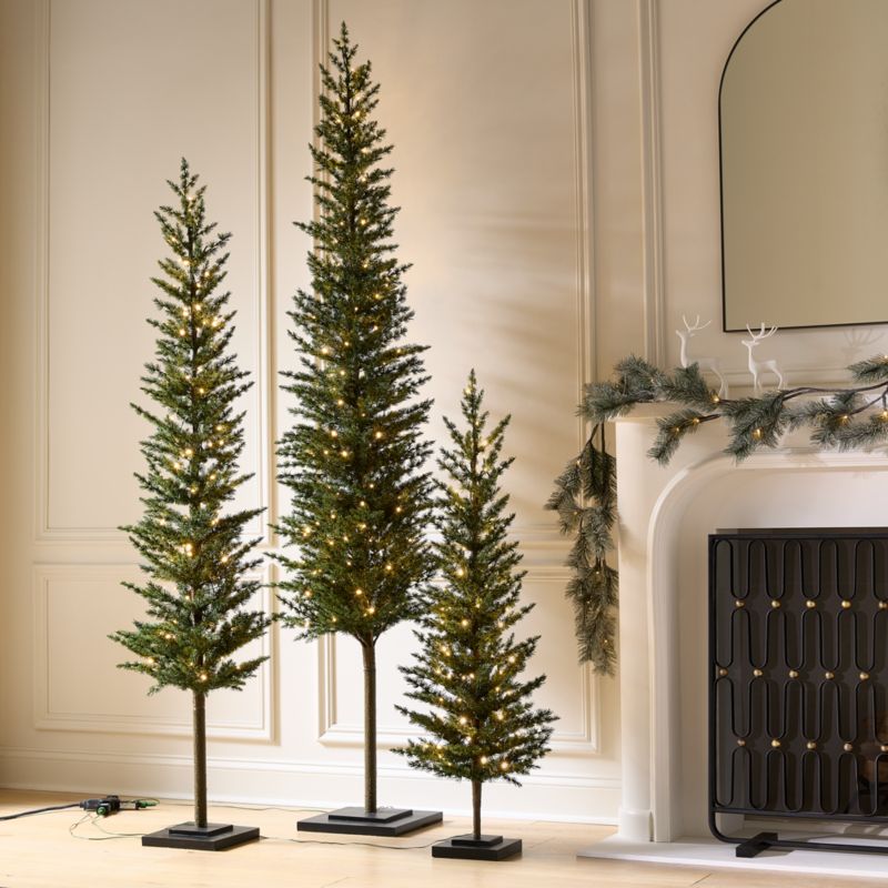 Faux Italian Cypress Pre-Lit LED Christmas Tree Set of 3 - image 1 of 5