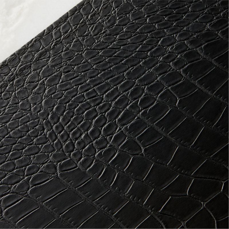 Faux-Leather Black Croc Rectangle Placemat - image 2 of 4