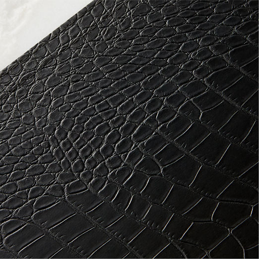 Faux-Leather Black Croc Rectangle Placemat