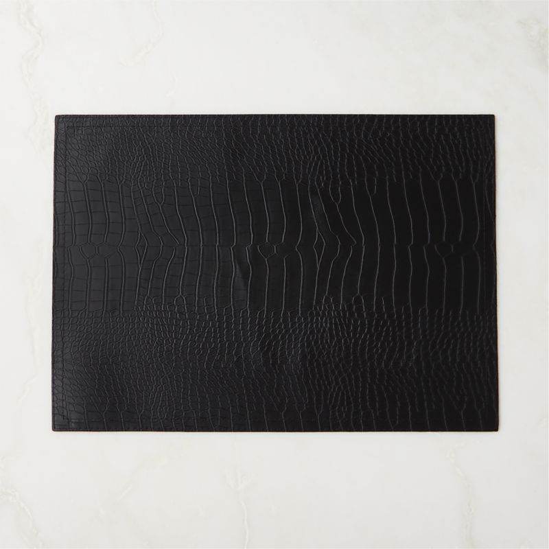 View Black Faux Crocodile Leather Placemat details