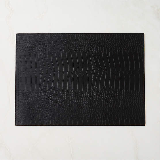 Faux-Leather Black Croc Rectangle Placemat