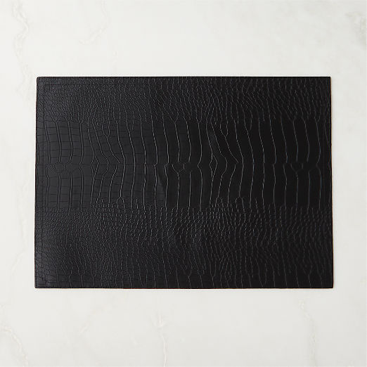 Black Faux Crocodile Leather Placemat