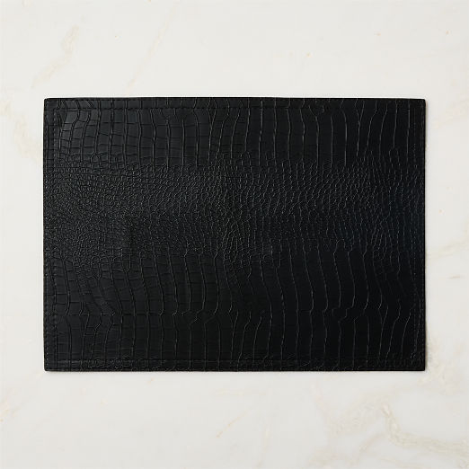Black Faux Crocodile Leather Placemat
