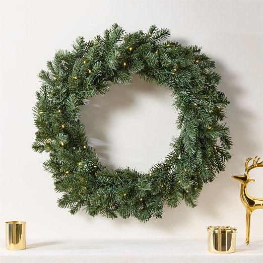 Faux Noble Fir Pre-Lit LED Holiday Wreath with Warm White Lights 30"