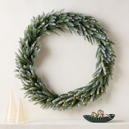 Faux Downswept Pine Pre-Lit LED Holiday Wreath with Warm White Lights 48"