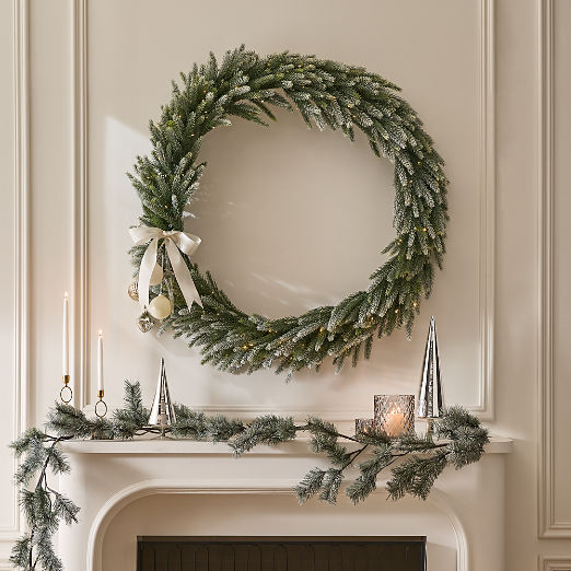 Faux Downswept Pine Pre-Lit LED Holiday Wreath with Warm White Lights 48"