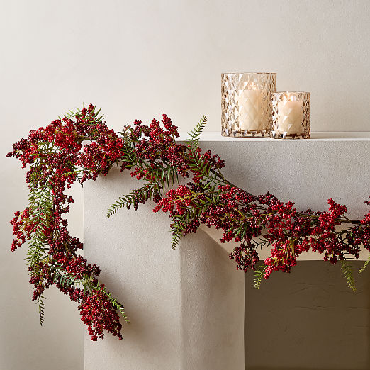 Faux Red Winter Berry Holiday Garland 72"