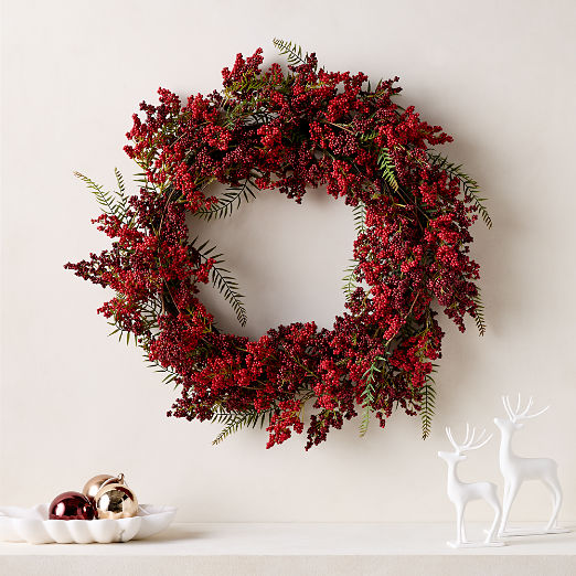 Faux Red Winter Berry Holiday Wreath 30"