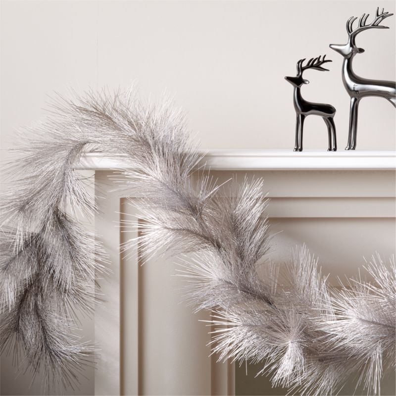 Faux Warm Silver Pine Holiday Garland 84" - image 0 of 11