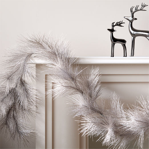 Faux Warm Silver Pine Holiday Garland 84"