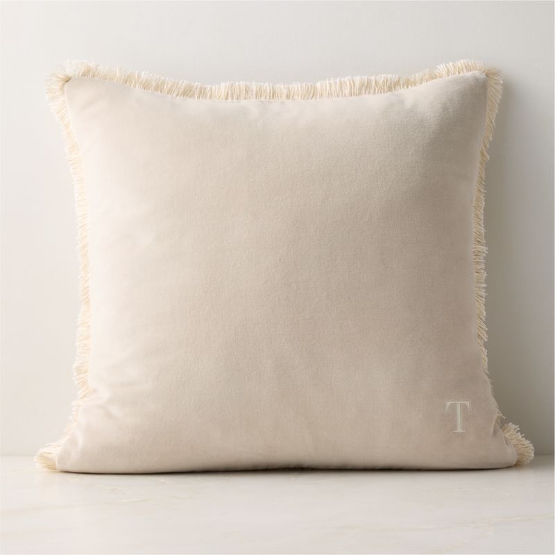 Bettie Warm White Velvet Throw Pillow with Feather-Down Insert 23"x23" - image 2 of 7