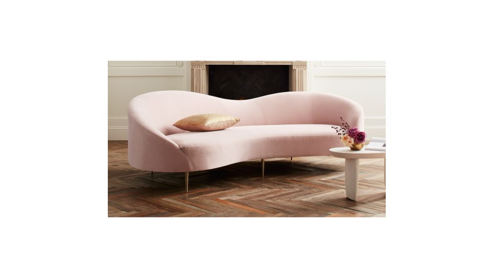 Curvo Pink Velvet Sofa + Reviews | CB2