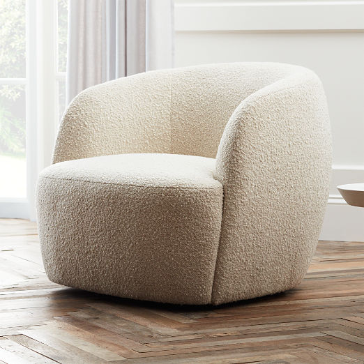 Gwyneth Ivory Boucle Swivel Chair