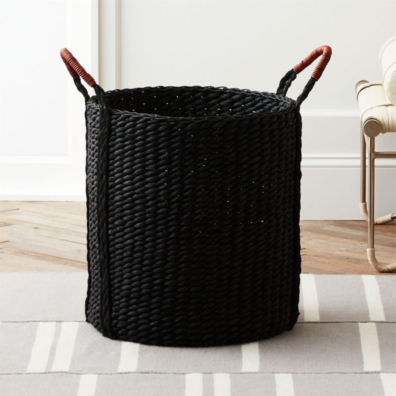 black storage baskets