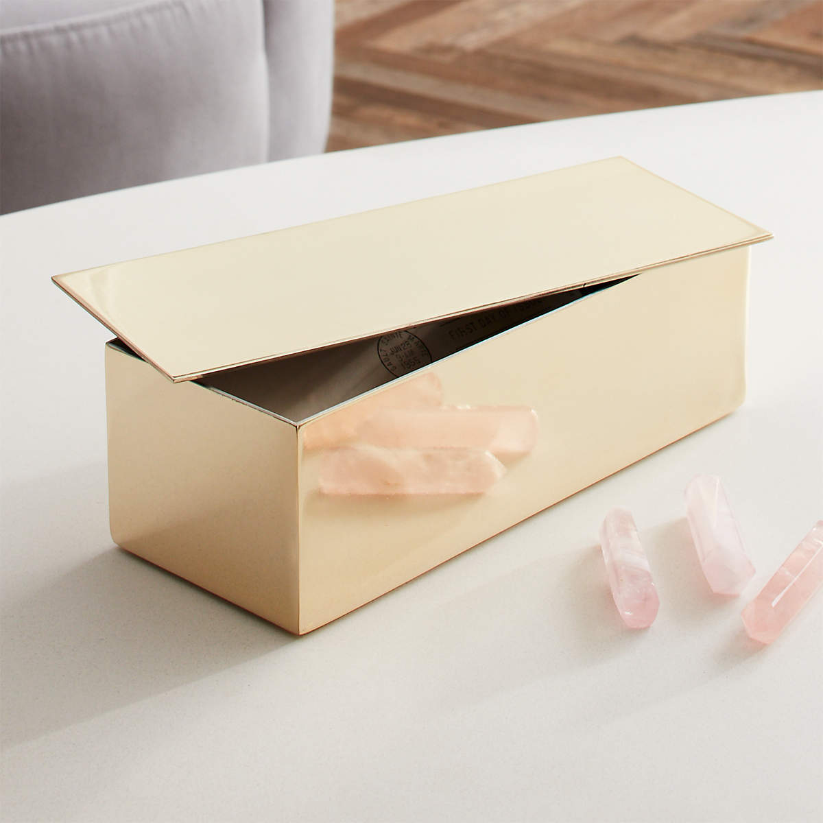 Oro Champagne Gold Decorative Storage Box + Reviews | CB2