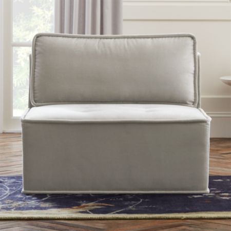 Quattro Sharkskin Light Grey Velvet Tufted Armless Chair Cb2